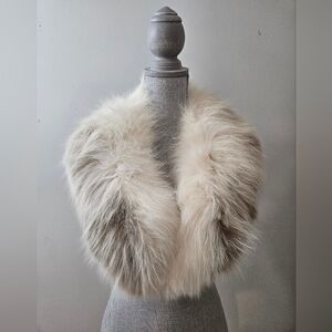 Elegant Genuine White & Cream Fur Shawl